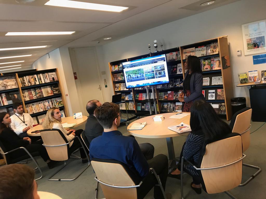 Winnie presenting at OPCW, The Hague